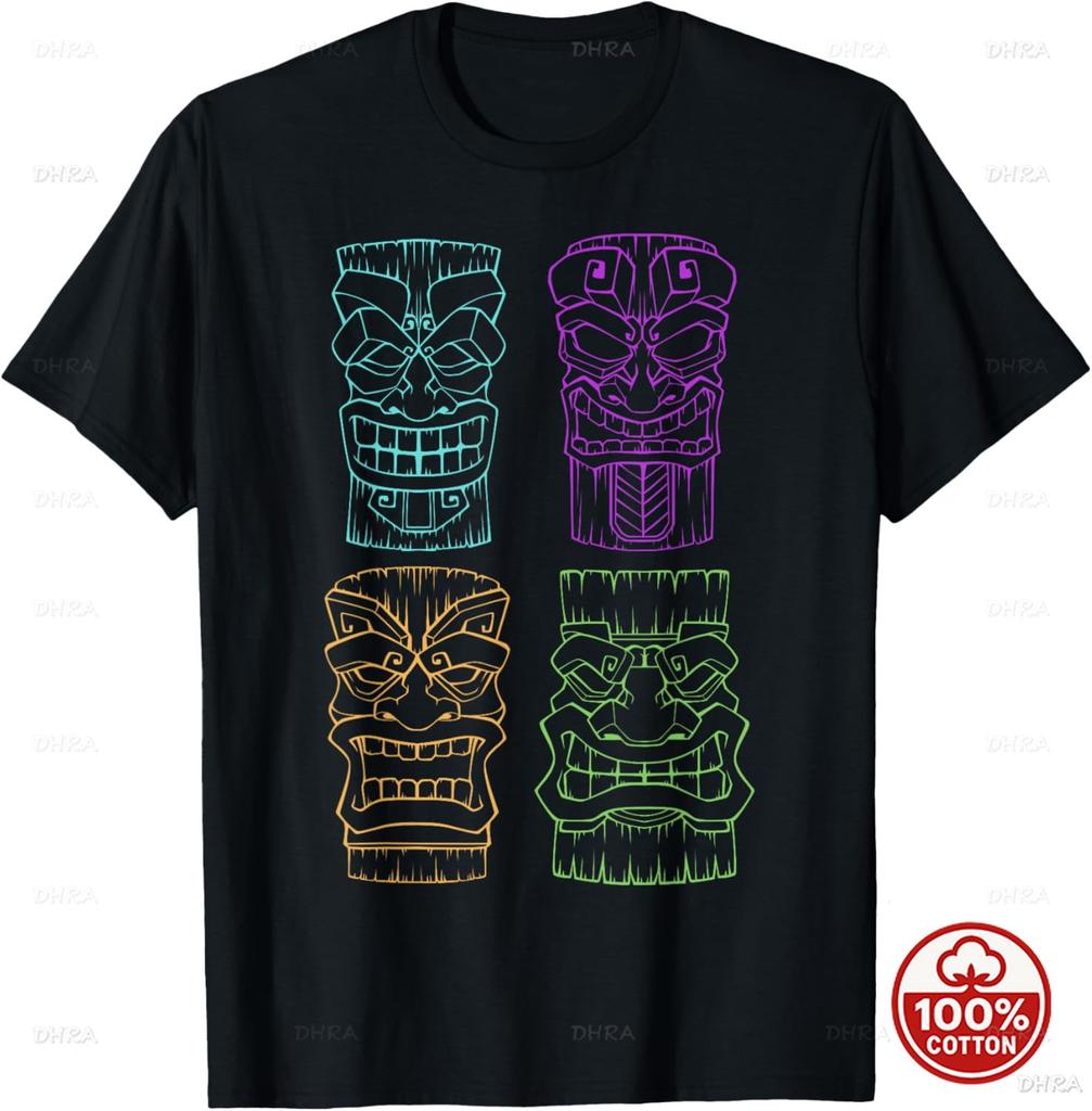 Vintage Tiki Hawaiian Polynesian Mask Totems Gift Tshirt Unisex Cotton Loose Clothing Tops Graphic T Shirts Vintage Streetwear