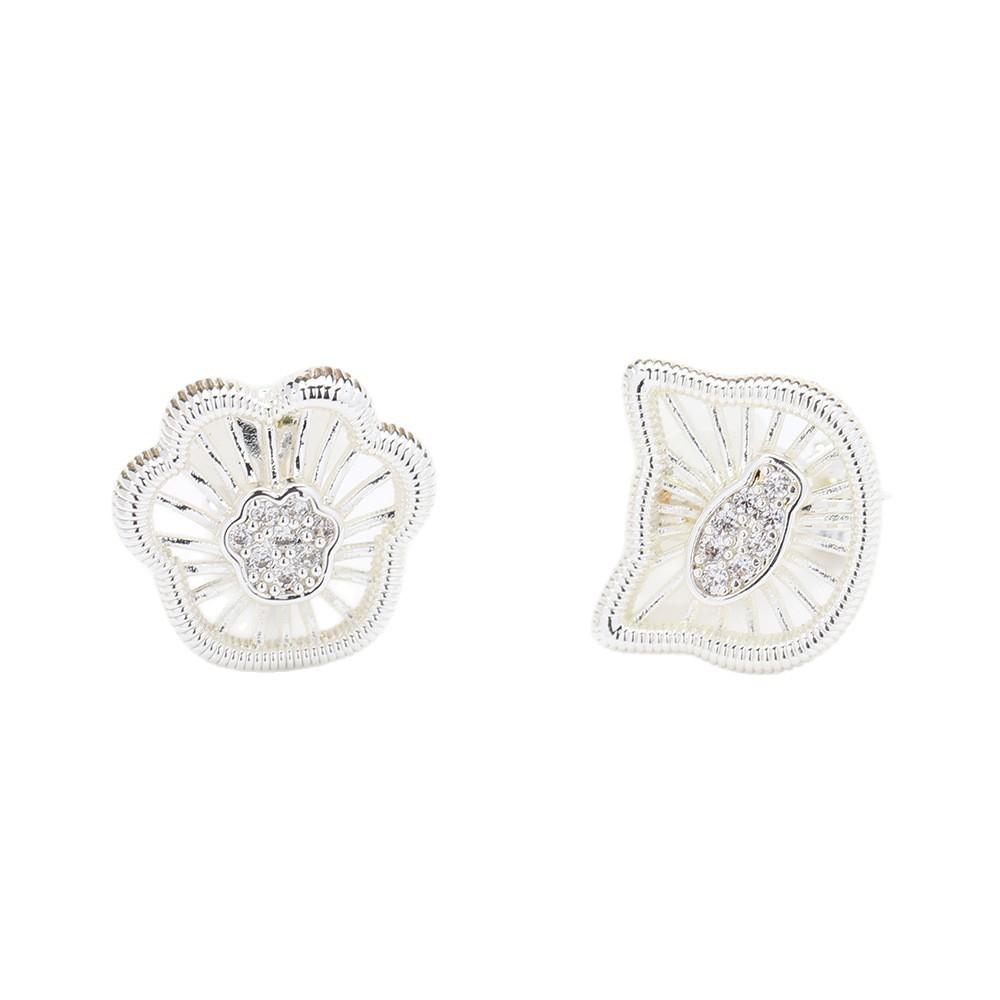 Cute Korean version Sweet stone-encrusted cat head cat paw earrings Asymmetrical commuting No pierced earrings Earrings Women's
