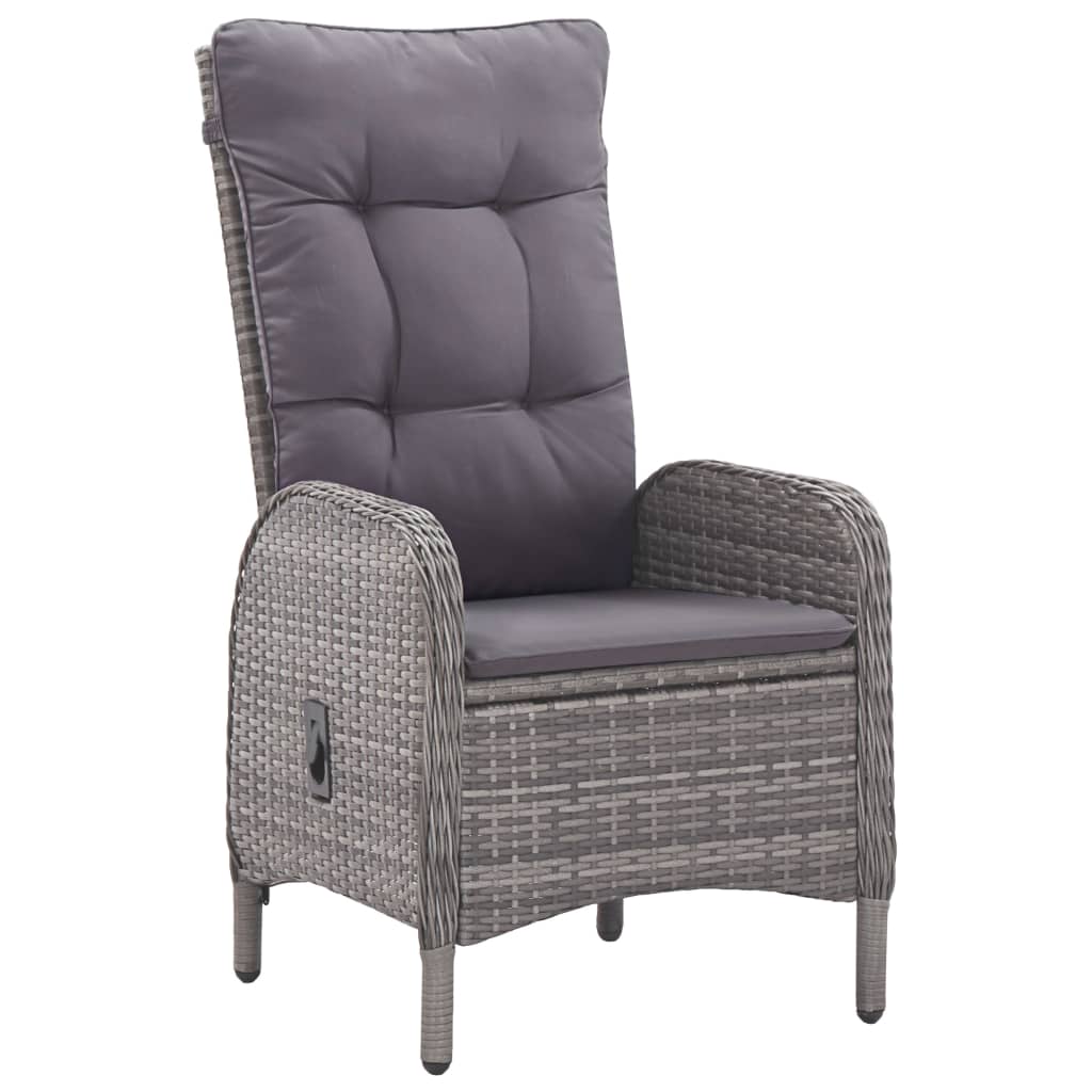 VidaXL 3-tlg. Bistro-Set Poly Rattan und Glas Grau