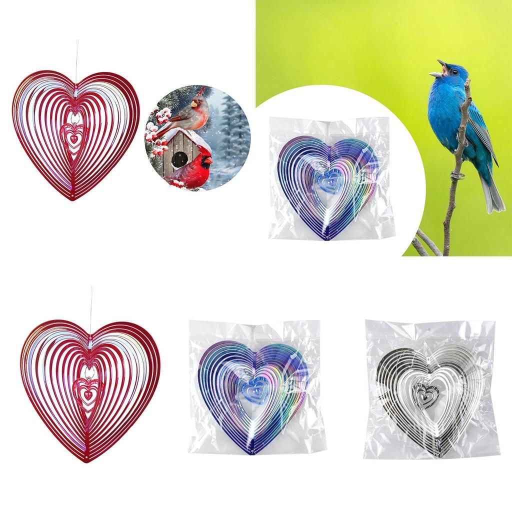 High Brightness Bird Deterrent Winds Sculptures Novelty Heart Shaped Reflectivity Wind Catcher for Balcony Granary Lawn Farmland
