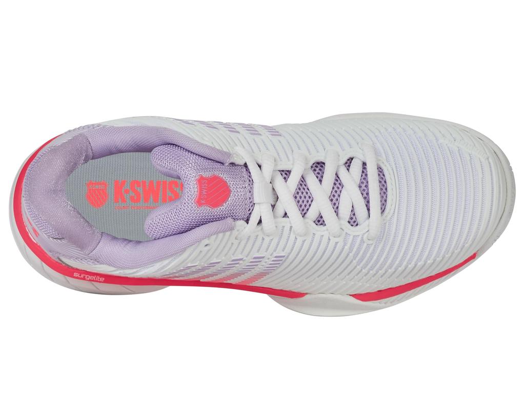 Dunlop Hypercort Express 2 Tennis Size KS96613182WP K-SWISS Women's Shoes, All-Court Model, 25SS, White/Purple, 25.0cm,