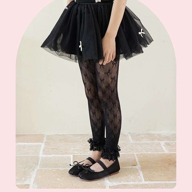 Comfortable Stretch Sweet Tights for Girls Lace Trim Soft Nylon Fabric Leggings Play Outfits Spring Summer