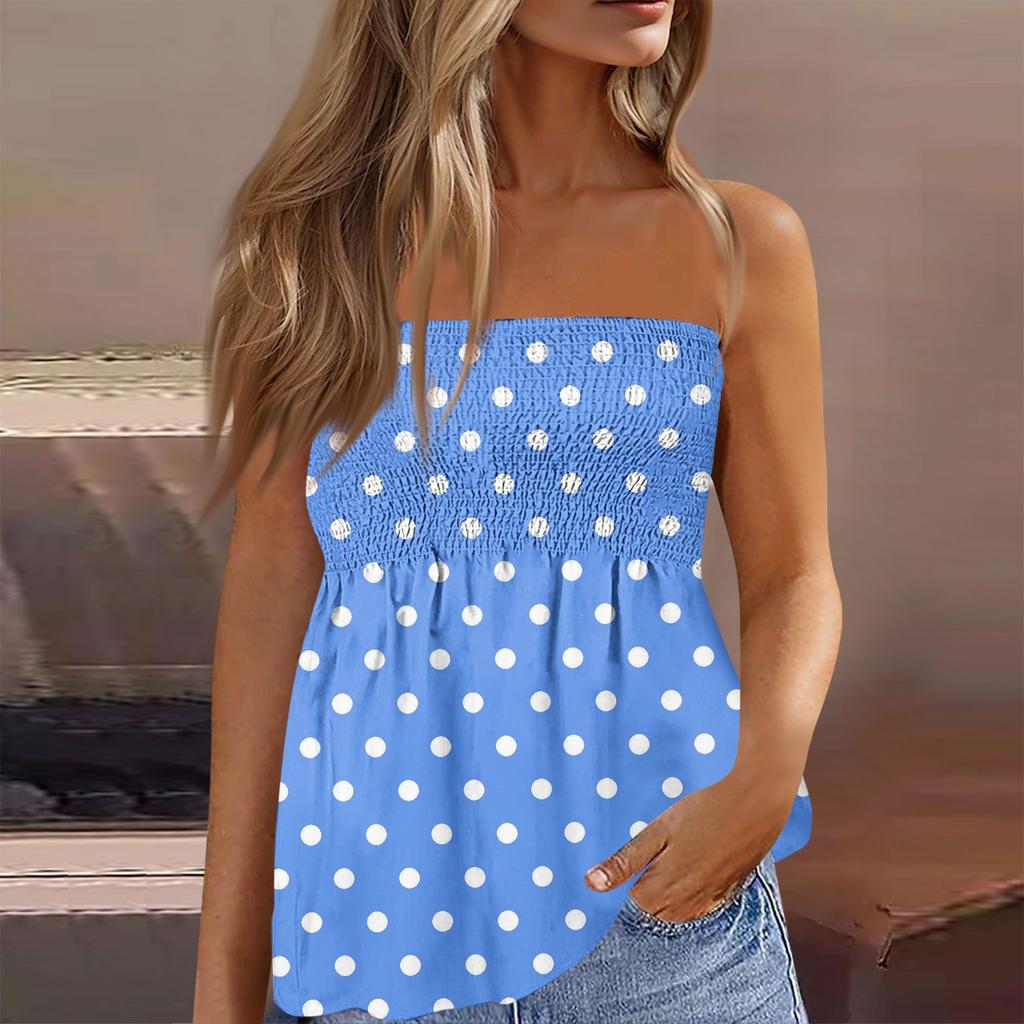 Womens Tops Dressy Casual Sleeveless Blouse Tube Tops For Women,Cute Sexy Off Shoulder Print Sleeveless T-Shirt