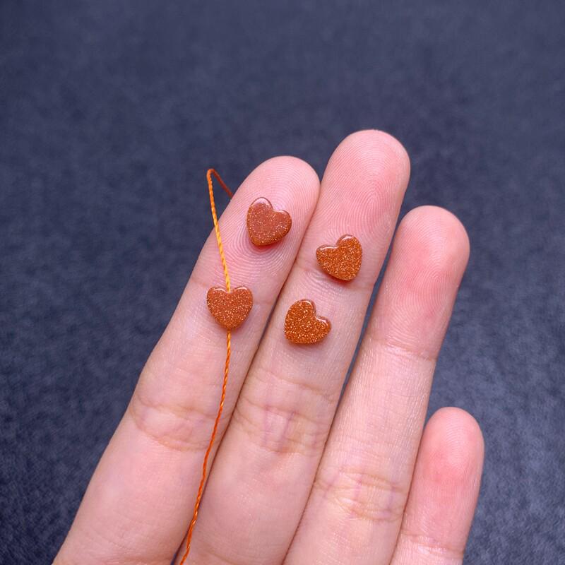 Gold Sandstone Small Heart Spacer Beads for DIY Handmade Jewelry