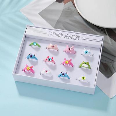 Monster Ring Set: Cute Adjustable Cat & Mike Wazowski Bracelet for Kids, Students