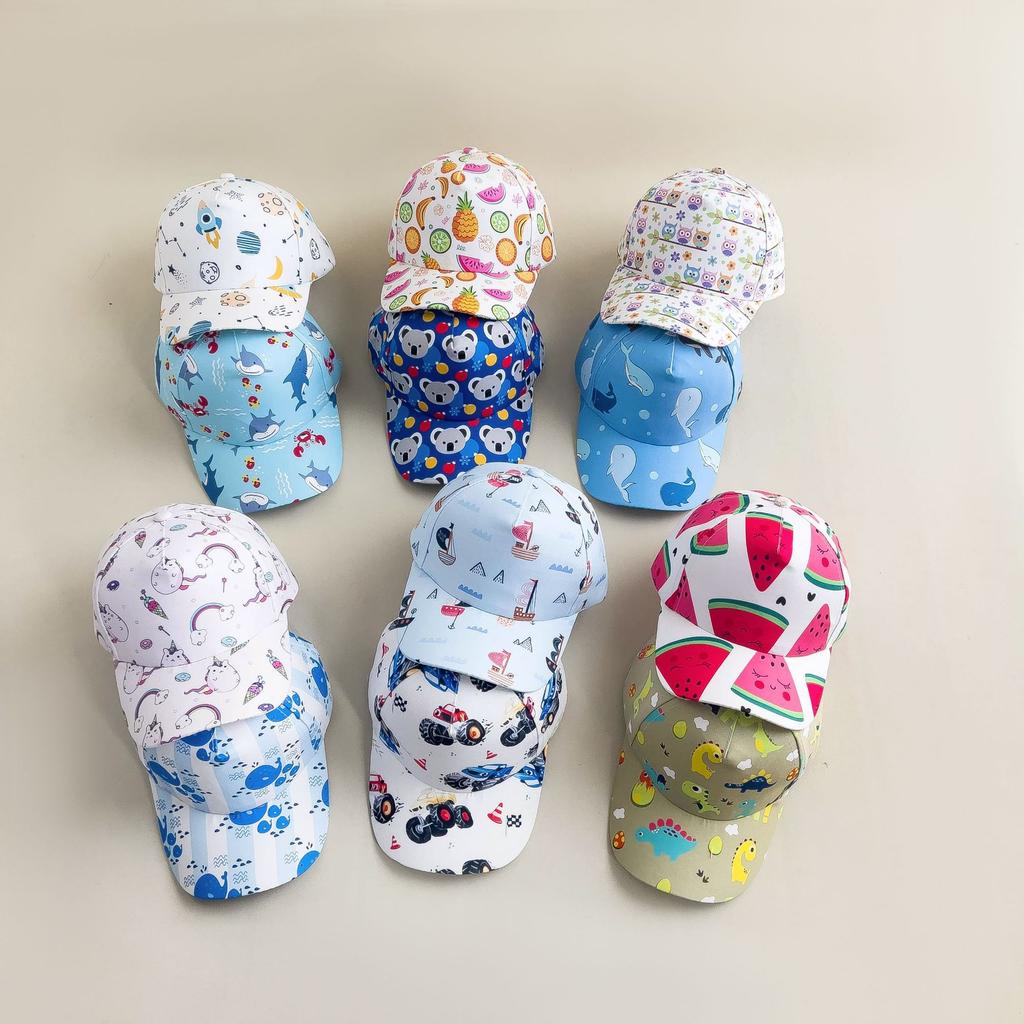 Cartoon Dinosaurs Whales Fruit Rocket Kid Baby Base Ball Cap Animal Image Printing Spring Summer Sunshade Hat