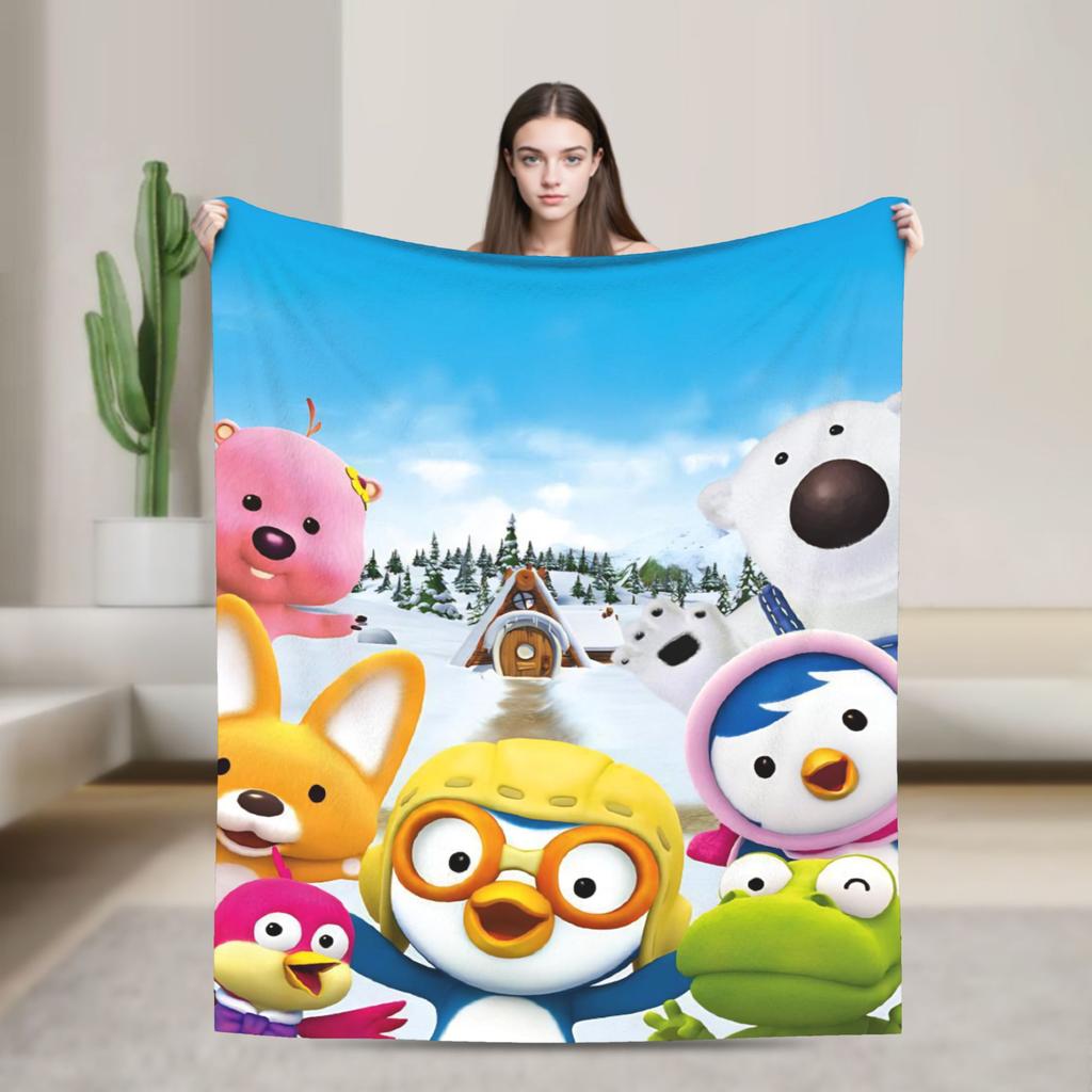 Loopy Pettys Crongs Eddys Pobys Cartoon Fuzzy blanket Pororos Throw blanket for Sofa Bedding Lounge 200x150cm Bedspreads