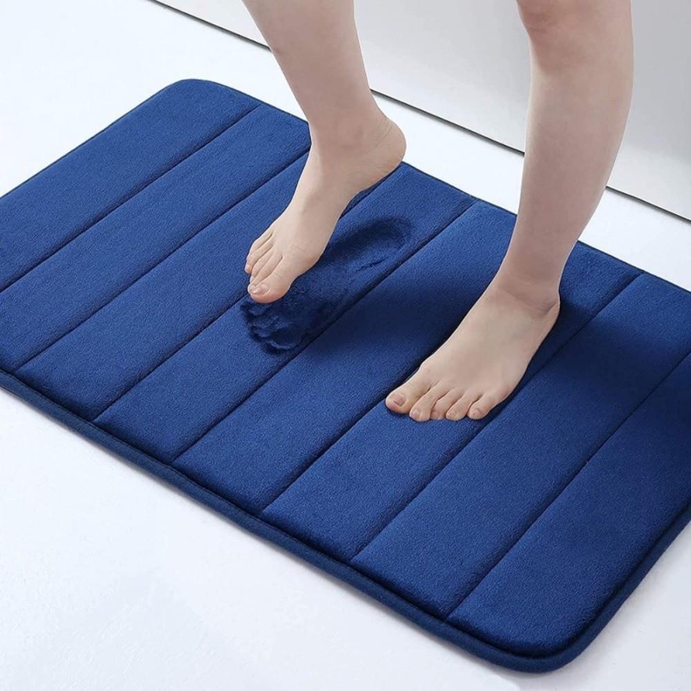New 40*60cm Bath Mat Dry Fast Soft Memory Foam Mat Anti-skid Striped Coral Velvet Water Absorption Mat Home Floor