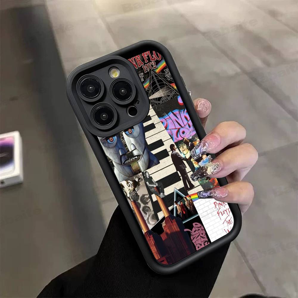 P-Pink-F-Floyds Rock Band For iPhone 17 15 13 12 11 14 Pro Max X XR XS 16 Plus Shockproof Candy Back Cover