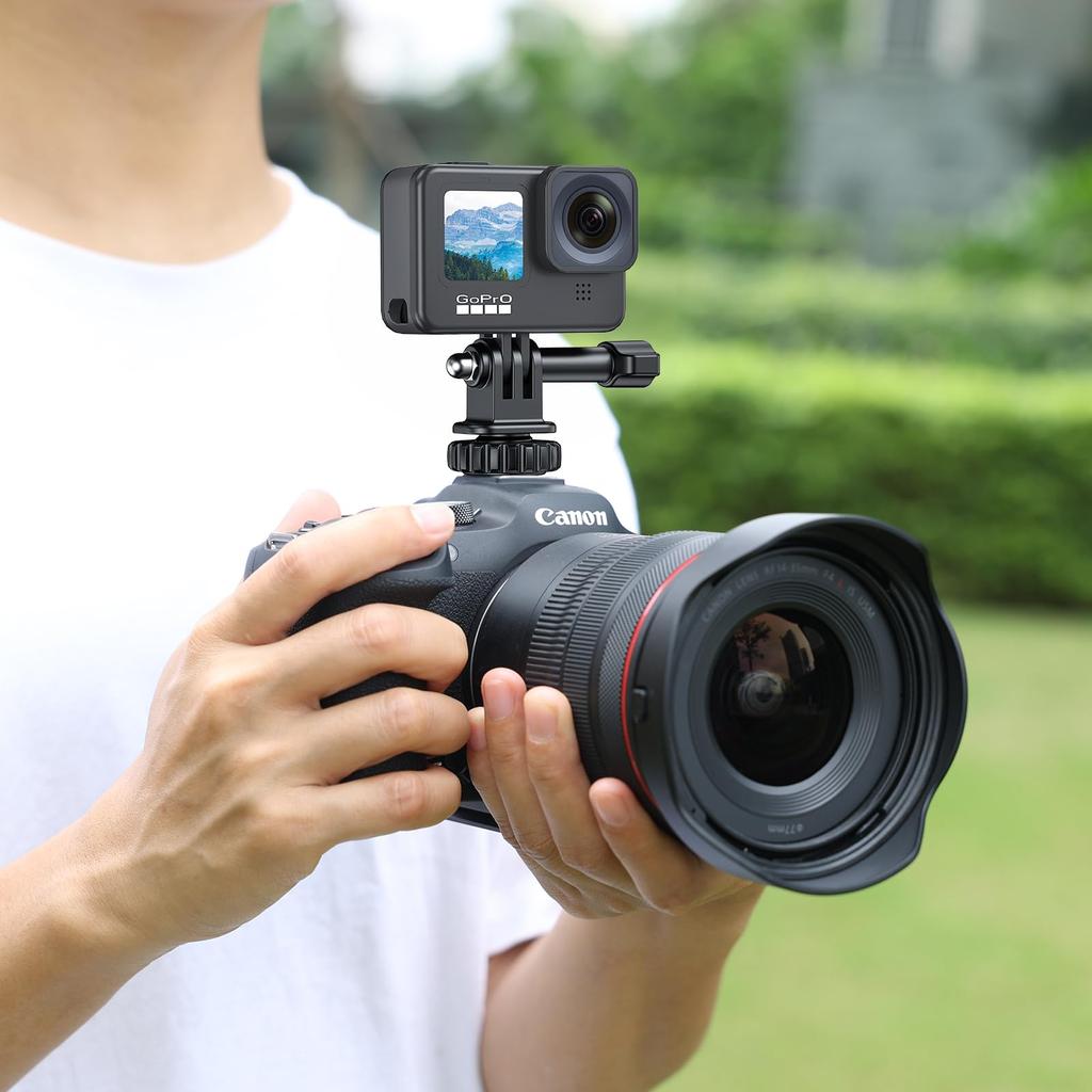 VRIG Hot Shoe Mount Hot Shoe Adapter Action Camera Mount Cold Shoe Base with Hole Tripod Mount Compatible with Video 1/4 Hero12/11/10/9/8/7/6/5,