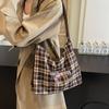 Large Capacity Backpack Women's Commuter Bag Plaid Tote Bag Cartoon Dog Shoulder Bag