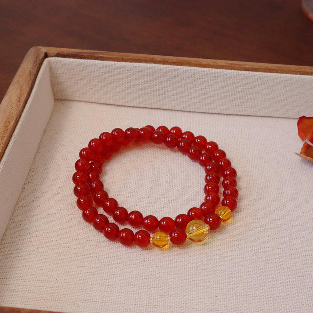 Natural Agate Double Ring Bracelet. Fashion Women Daily Jewelry Lucky Gift