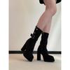 Small Super High Heel Waterproof Table Small Short Boots Women's Retro Belt Buckle Side Zipper Elastic Thin Boots