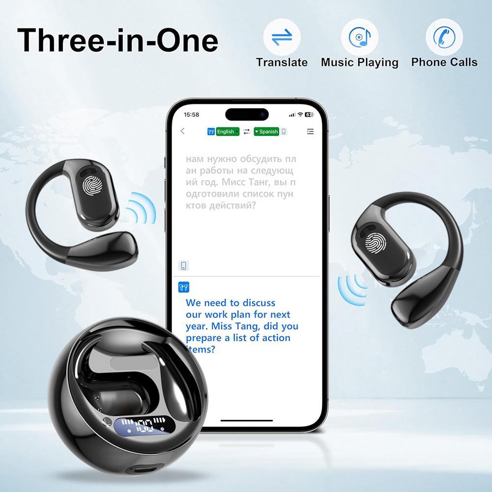 M76 Bluetooth AI Translator Device Real-time Translation Earbuds Noise Cancelling Long Battery Life Earphone For Travel Business