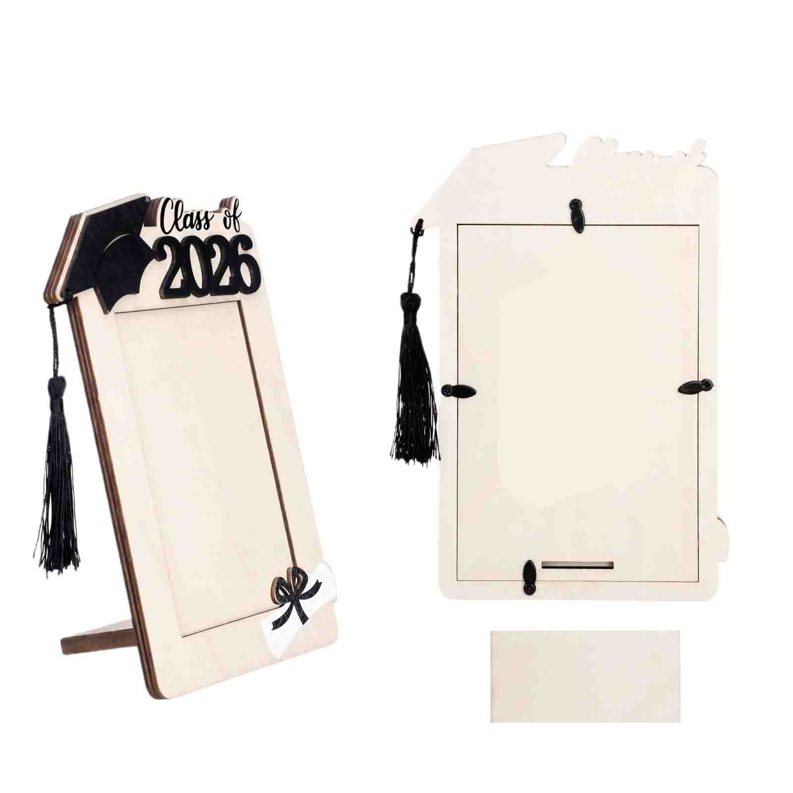 

Wooden Graduation Photo Frame Magnetic Decorative Stand Creative Graduation Season Gift Photo Holder for Desk or Refrigerator Display One Size