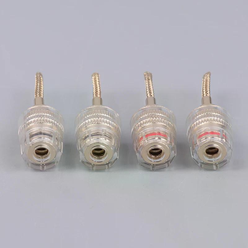 2/4Pcs 4MM Banana Female To 2MM Pin Connector HIFI Cable Adapter Plug Braided Copper Wire Socket