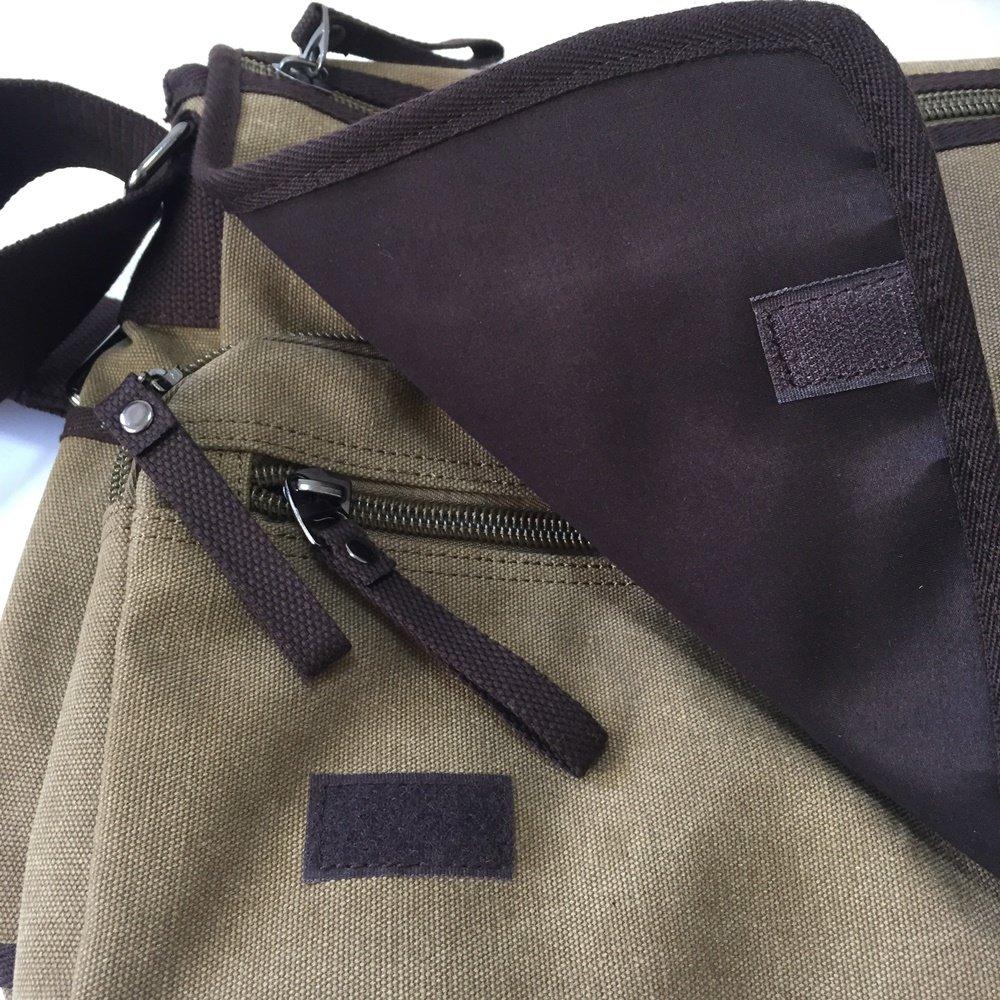 TABIWO Canvas Shoulder A4 PC Perfect for School or Military Simple Design Bag, Crossbody, Large, Size, Pocket, Work, Style, (1. Khaki)