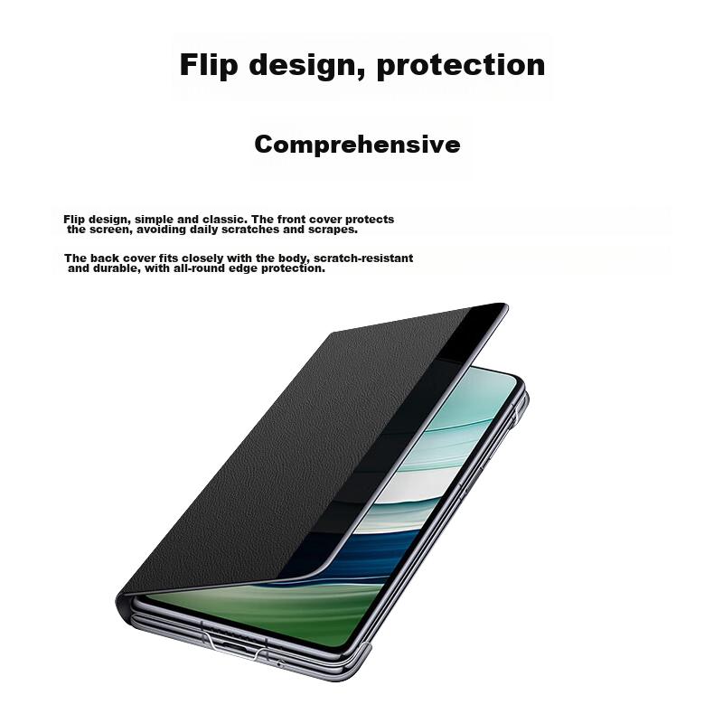 Leather Flip Case for Huawei Mate X5/X3 Collector's Edition, Foldable Screen Full Protection Shockproof Case with Magnetic Sleep/Wake Function - Black