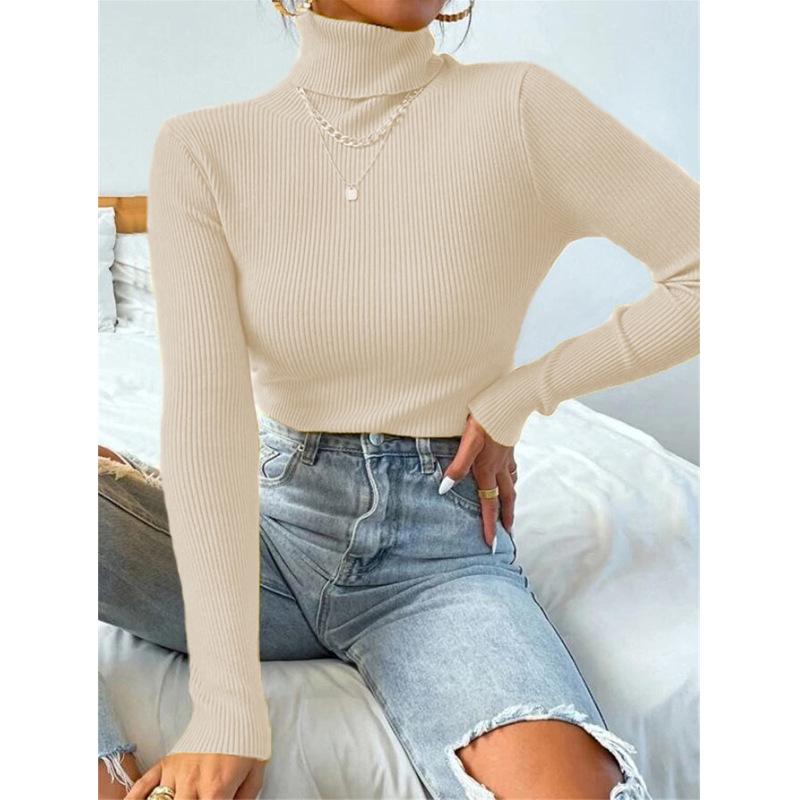 2024 Women's High Neck Knitted Pullover - Europe & America Style