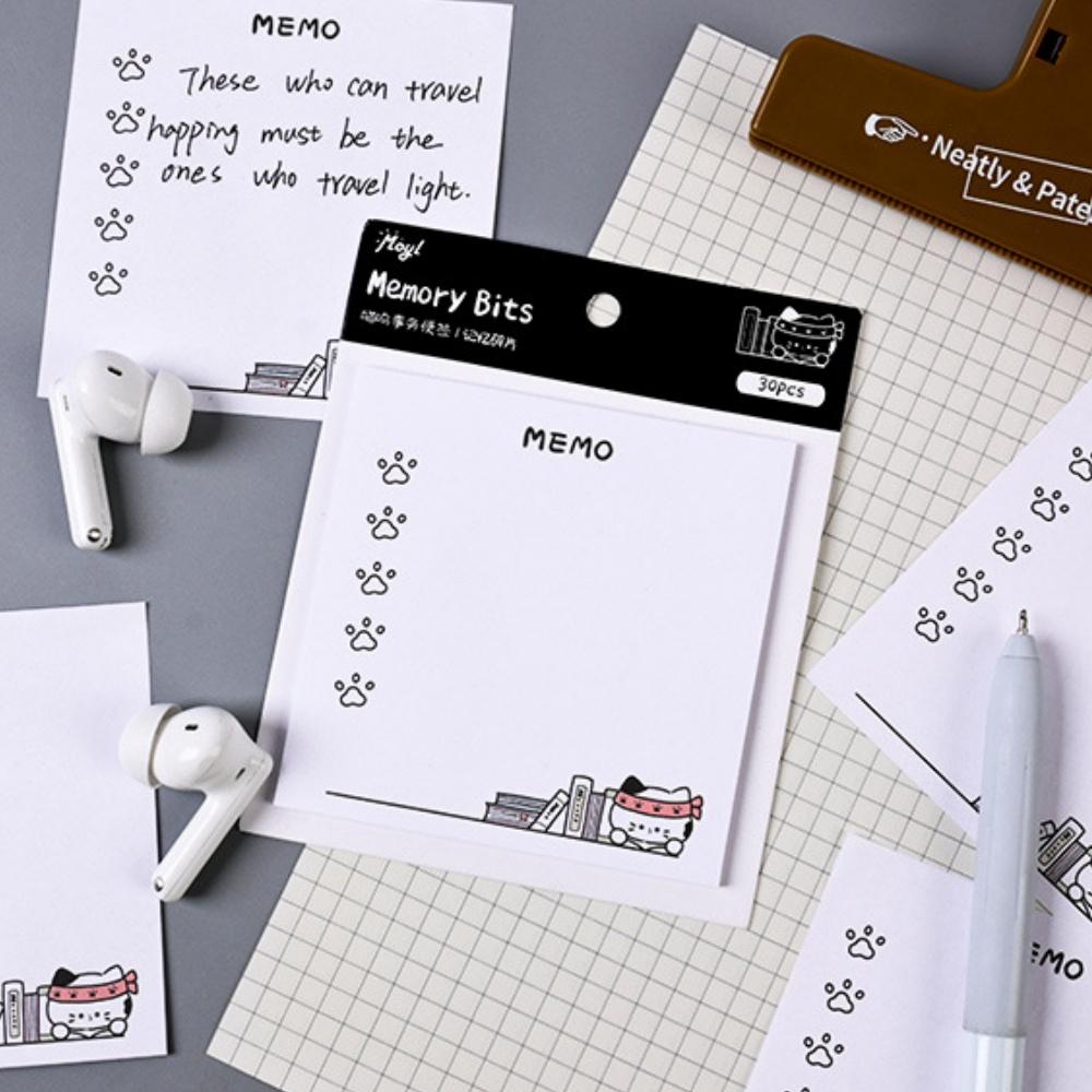 Kawaii Stationery High Quality Self Adhesive Reminder Feline Sticky Notes Portable Black White Notepads For Office Students Home
