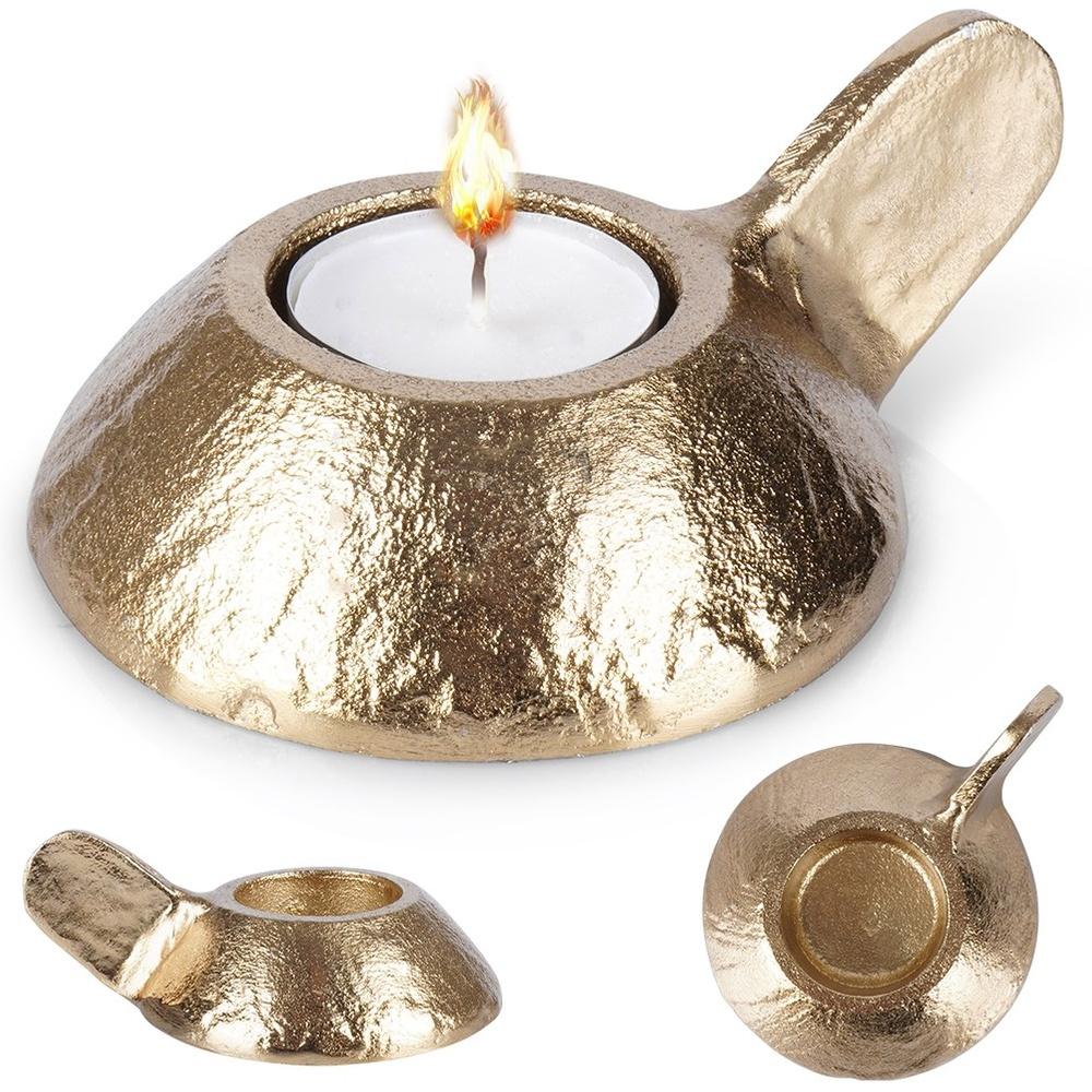 Gold aluminum candlestick 12x9x5 cm
