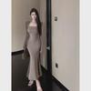 2024 Autumn/Winter Women's Royal Style Square Collar Slim Fit Fishtail Dress