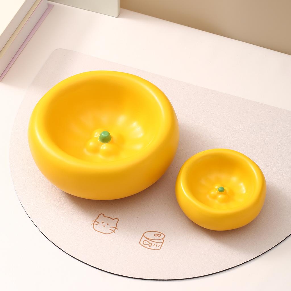 Creative Orange Shape Pet Bowl Household Cat and Dog Food Basin High Value Cat Bowl Dog Bowl Ceramic Drinking Bowl