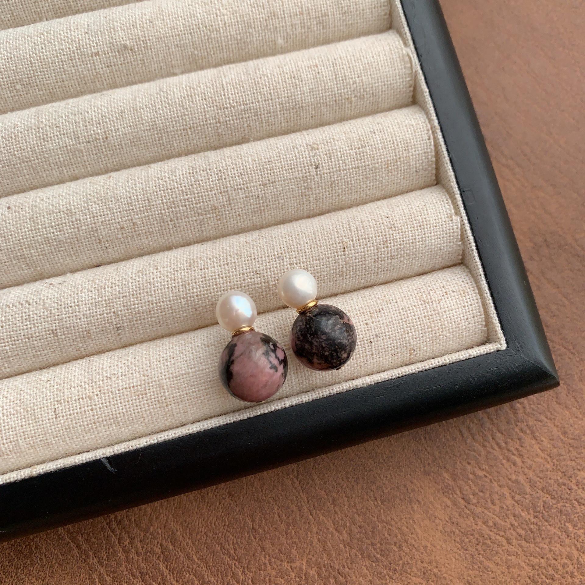 Натуральные круглые серьги-пусеты с драгоценными камнями - Элегантные, Минималистичные, Универсальные украшения