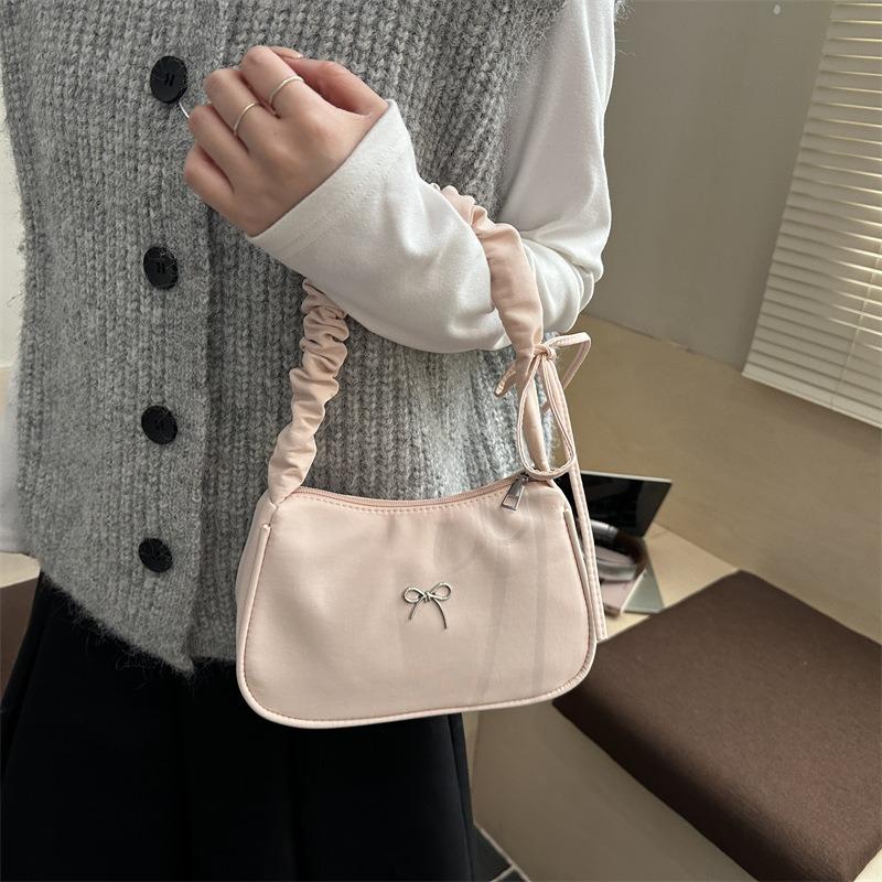 Spring new trend fashion texture versatile simple personality pleated design shoulder armpit bag