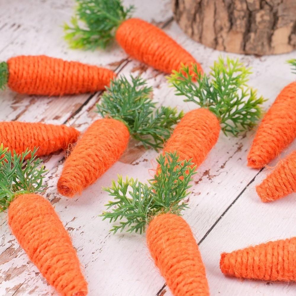 4pcs Miniature Size Easter Decoration Simulation Design Artificial Carrot Tray Decoration Decorative Piece Cute Style