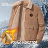 Autumn/Winter Men's Corduroy Lambskin Jacket, Loose, Thickened, Casual Lapel Men's Coat