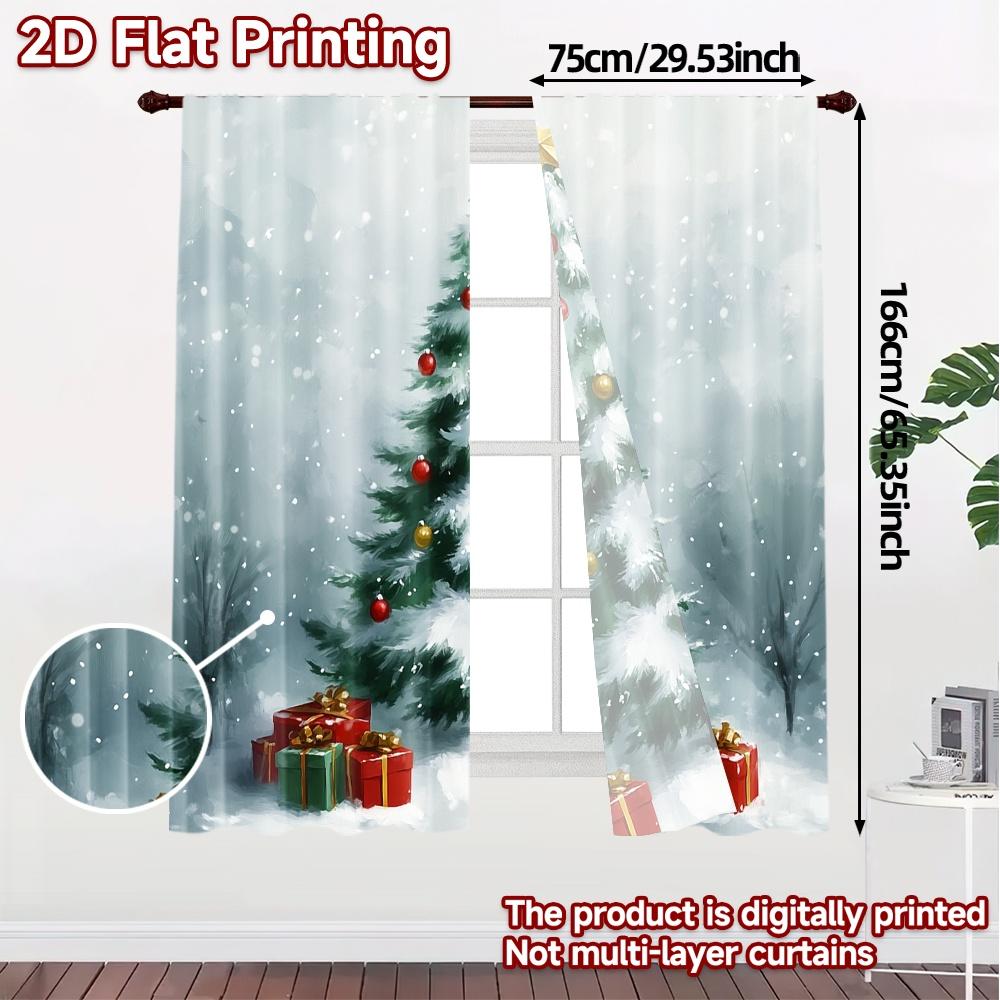 2pcs  Curtains Christmas Tree Snow Gifts_a (2) Pattern Modern Curtains Durable 100% Polyester Fabric Curtains Decorations Inside