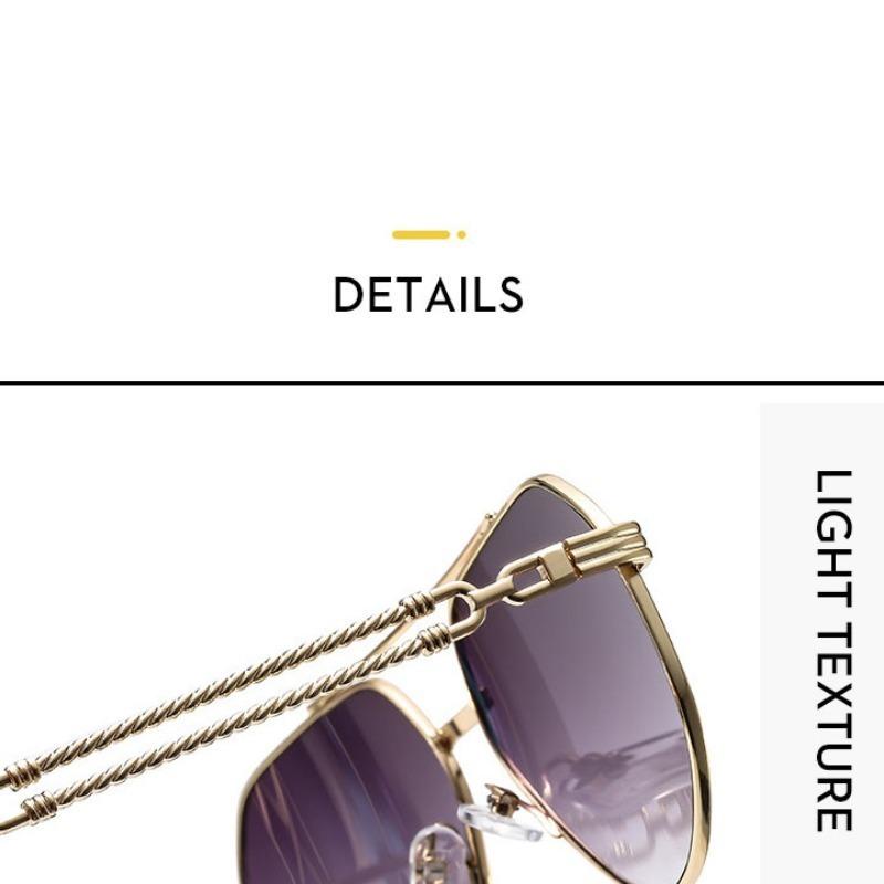 Non-polarized Fashion Men Polygonal Metal Double Beam Sunglasses New Trendy Personalized Men Driving Goggles Light Luxury Brand