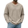 Men's Knit V-Neck Long Sleeve T-Shirt Breathable for Casual Everyday Wear