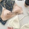 French deep V satin underwear women's small breasts gather, comfortable, high-end, thin shoulder straps, thin seamless triangular cup bra