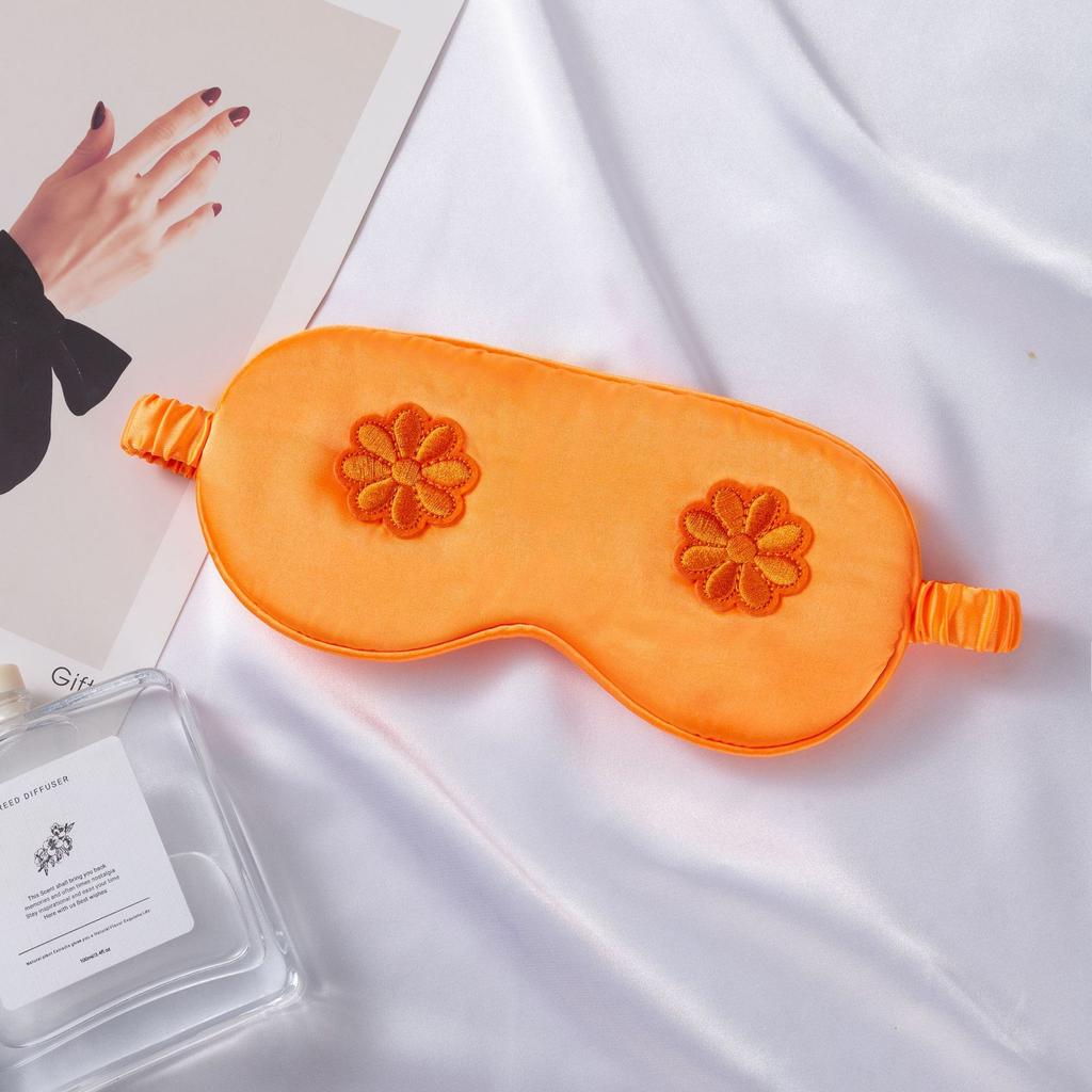 Flower Embroidered Eye Mask for Sleep Travel Comfort Women's Cosmetic Eye Mask with Flower Design