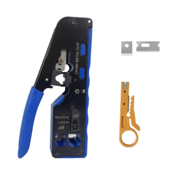 Multifunctional 6P 8P Wire Cable Crimper Stripper Cutter Pliers Network Cat5e Cat6 Cat7 Rj45 Pass EZ Crimping Tool Novelty Gift