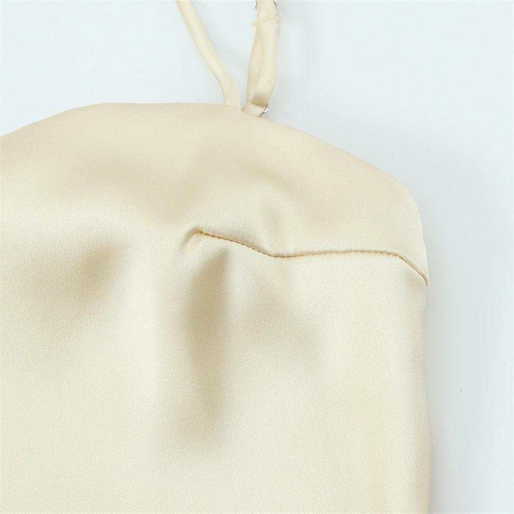 2025 Spring/Summer Women's Slim Silk Satin Scarf Patchwork Dress