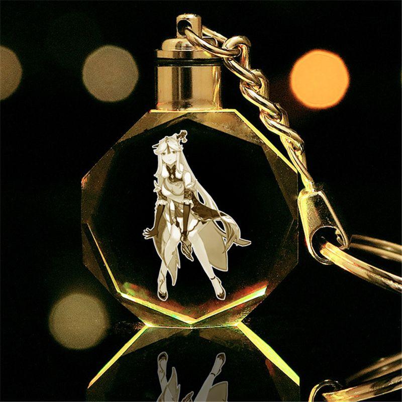 Elegant Genshin Impact Crystal Keychain With Stunning Led Colorful Light For All Occasions