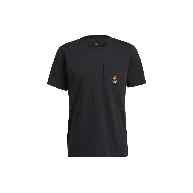 adidas Dame Avatar Pkt Lillard Basketball Sports Pocket Loose Round Neck Short Sleeve Black Men s GP3435 L
