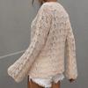 IHUASU Damen Herbst und Winter Strickpullover Einfarbig Häkeln Aushöhlen Pullover O-Ausschnitt Lockerer Pullover
