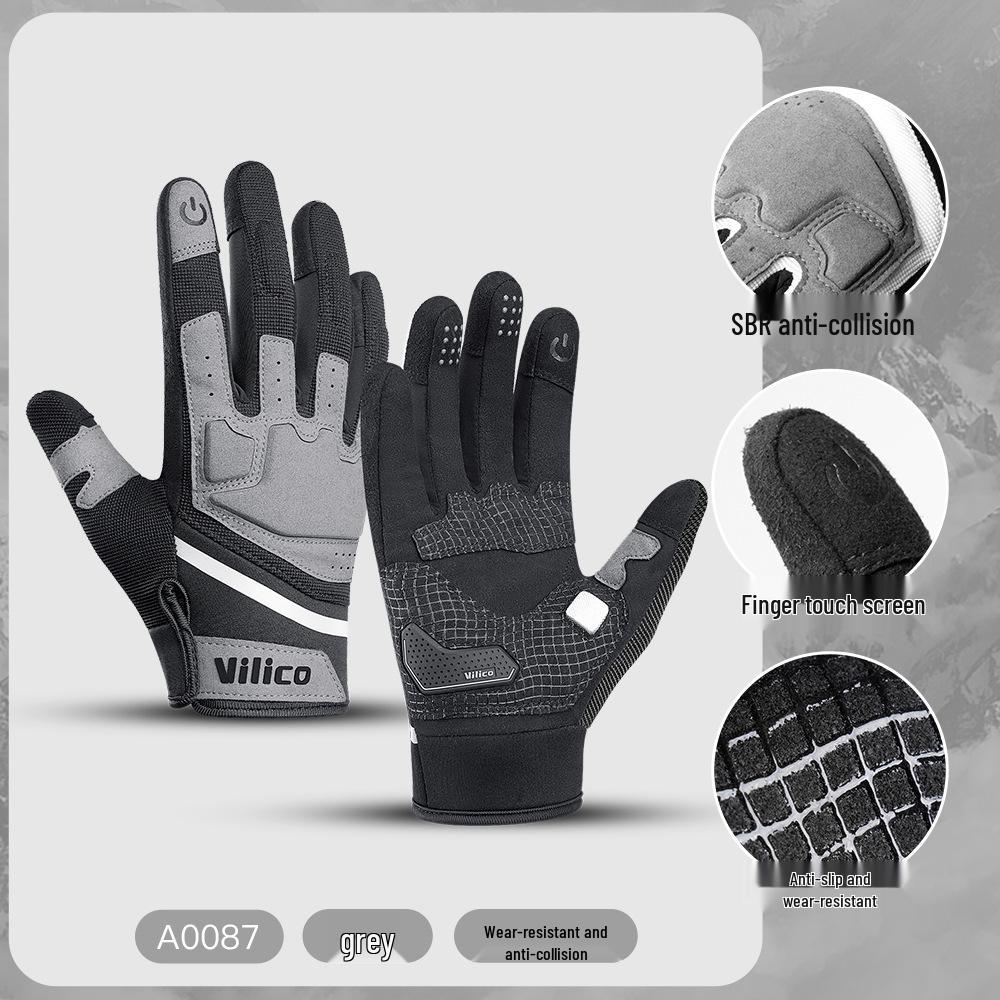 

Vilico Windproof Cycling, Hiking & Sports Gloves: Autumn/Winter Style, Anti-Collision, Touchscreen Compatible, Wear-Resistant Microfiber. Medium серый