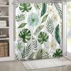 Tropical Botanical Illustration Shower Curtain 1Pc With 12 Hooks For Bathroom Home Decor Polyester 2D Flat Print 70.8X70.8 Inch