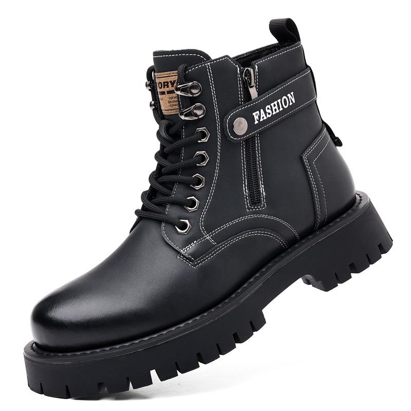Martin boots men's autumn and winter new velvet warm high-top casual thick-soled tooling trend versatile cotton boots men