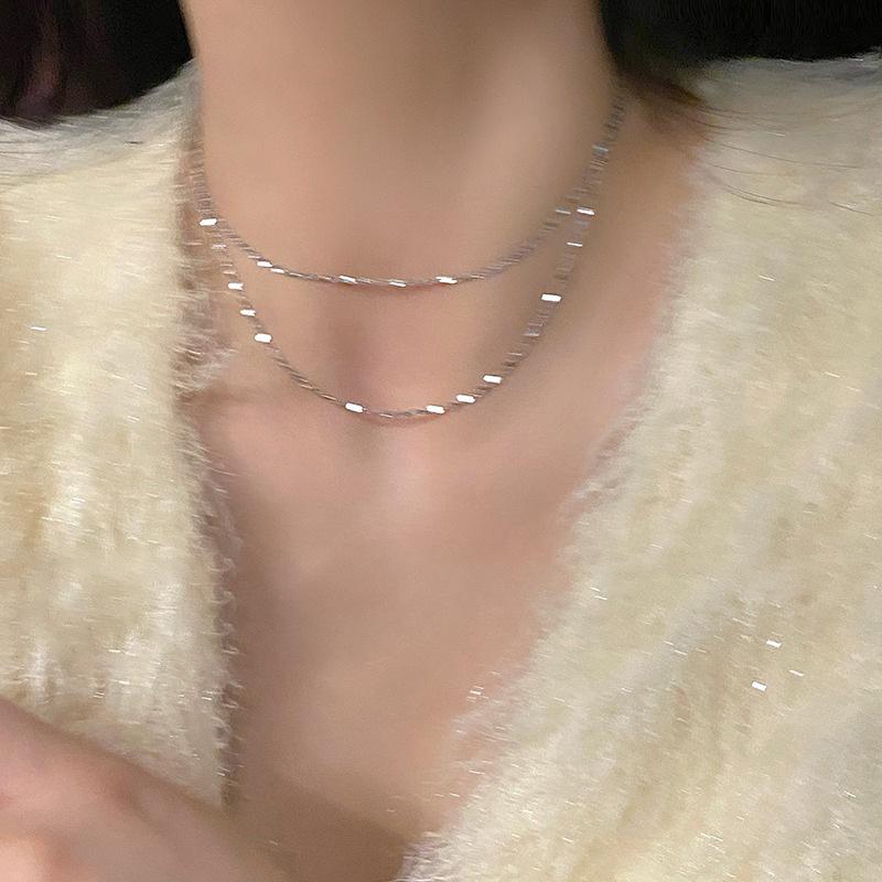Double-Layer Sparkling Metal Clavicle Choker - Summer Luxury Necklace for Women