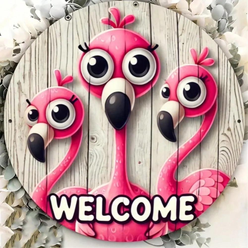 Wall Art Metal Flamingo Sign Home Outdoor Decor Modern Aluminum 2D