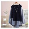 Plus Size Women S Long Sleeve Loose Fake Two Piece Casual Shirt