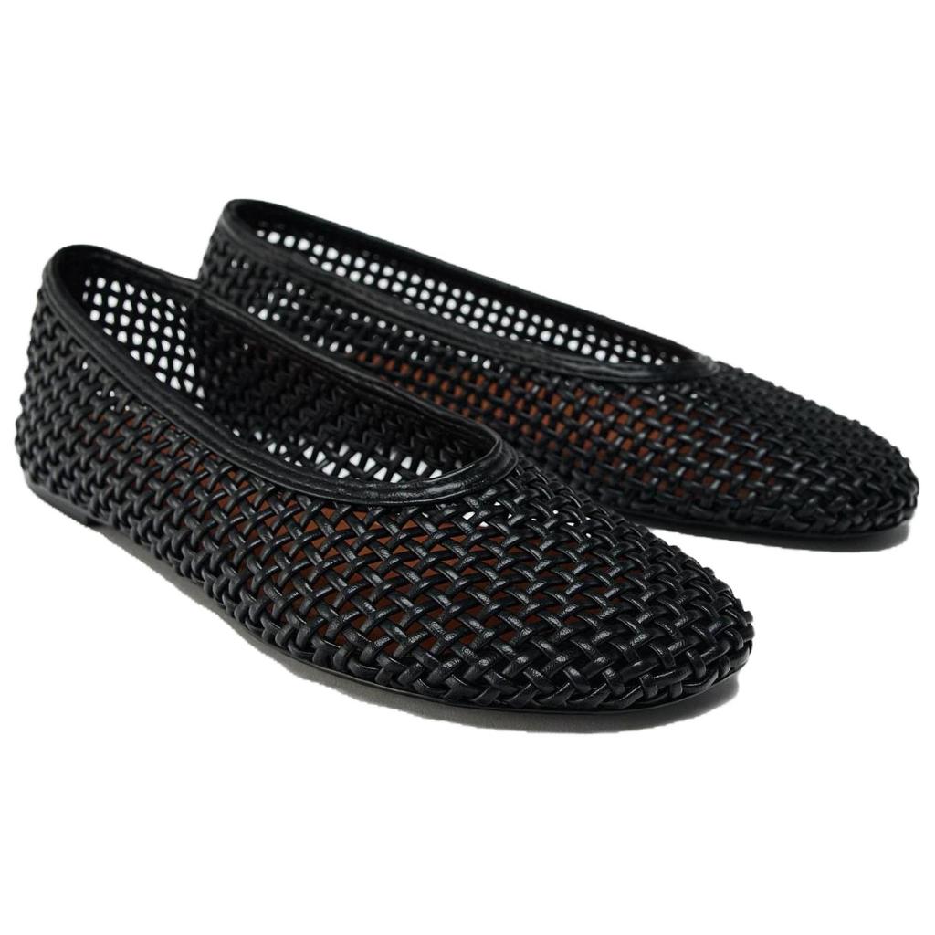 Zara Minimalist Elegant Woven Round Toe Flat Fashion Ballet Casual Shoes Women Flats Black 12524510800