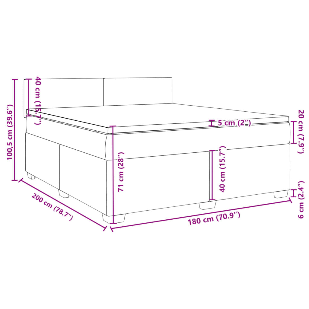Box Spring Bed with Mattress Black 180 x 200 cm Fabric