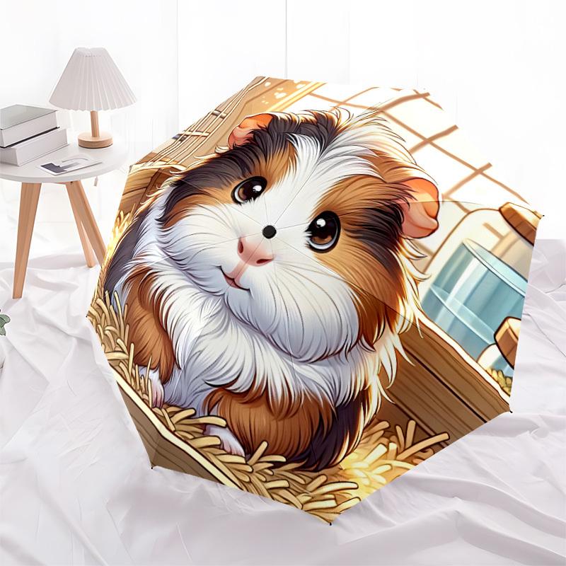 1pc Guinea PigAutomatic Open/close Folding Umbrella, Compact Portable Travel Umbrella, Perfect Birthday/Holiday, Cute Umbrella y052